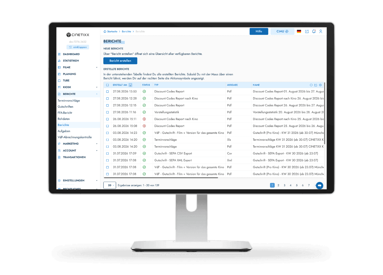 cinetixx reporting software bündeln