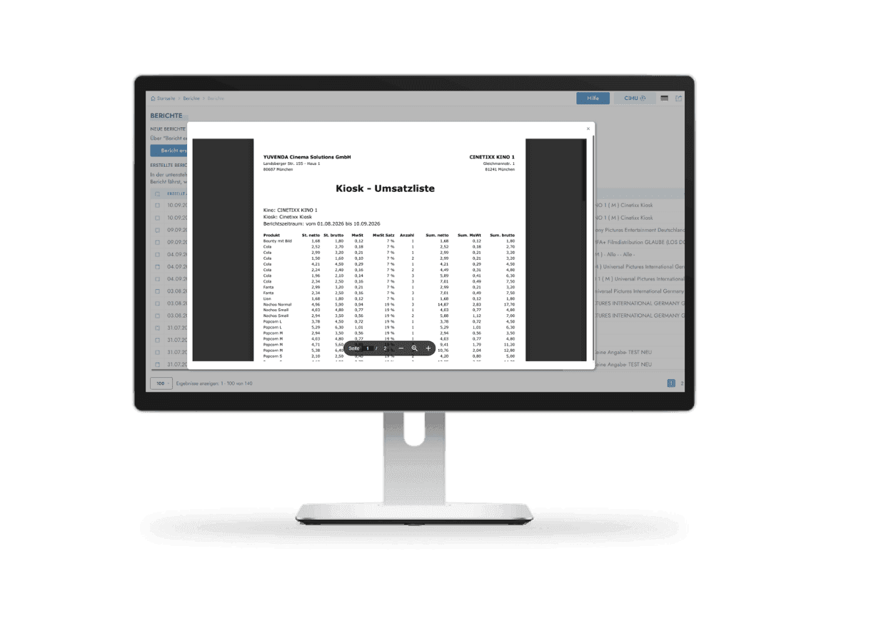Computer monitor displaying a digital invoice document template.